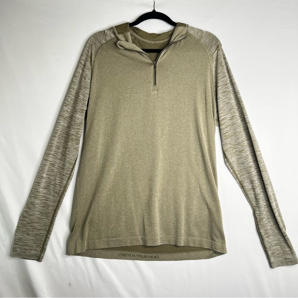 Lululemon Mens Metal Vent Hoodie Quarter Zip Sz L Green Lightweight Athleisure